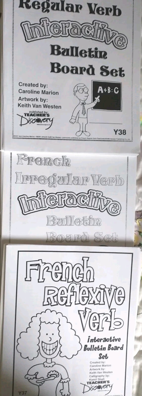 Lot of 3 Teacher's Discovery Bulletin Board Sets: French Verbs Instruction NWT