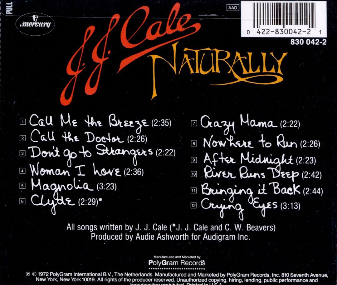 J.J. CALE - NATURALLY NEW CD