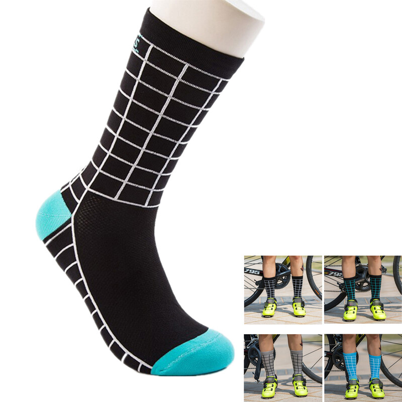 Pro Cycling Socks Mens Womens XC Riding Bicycle Sport Ankle Socks MTB BMX Black