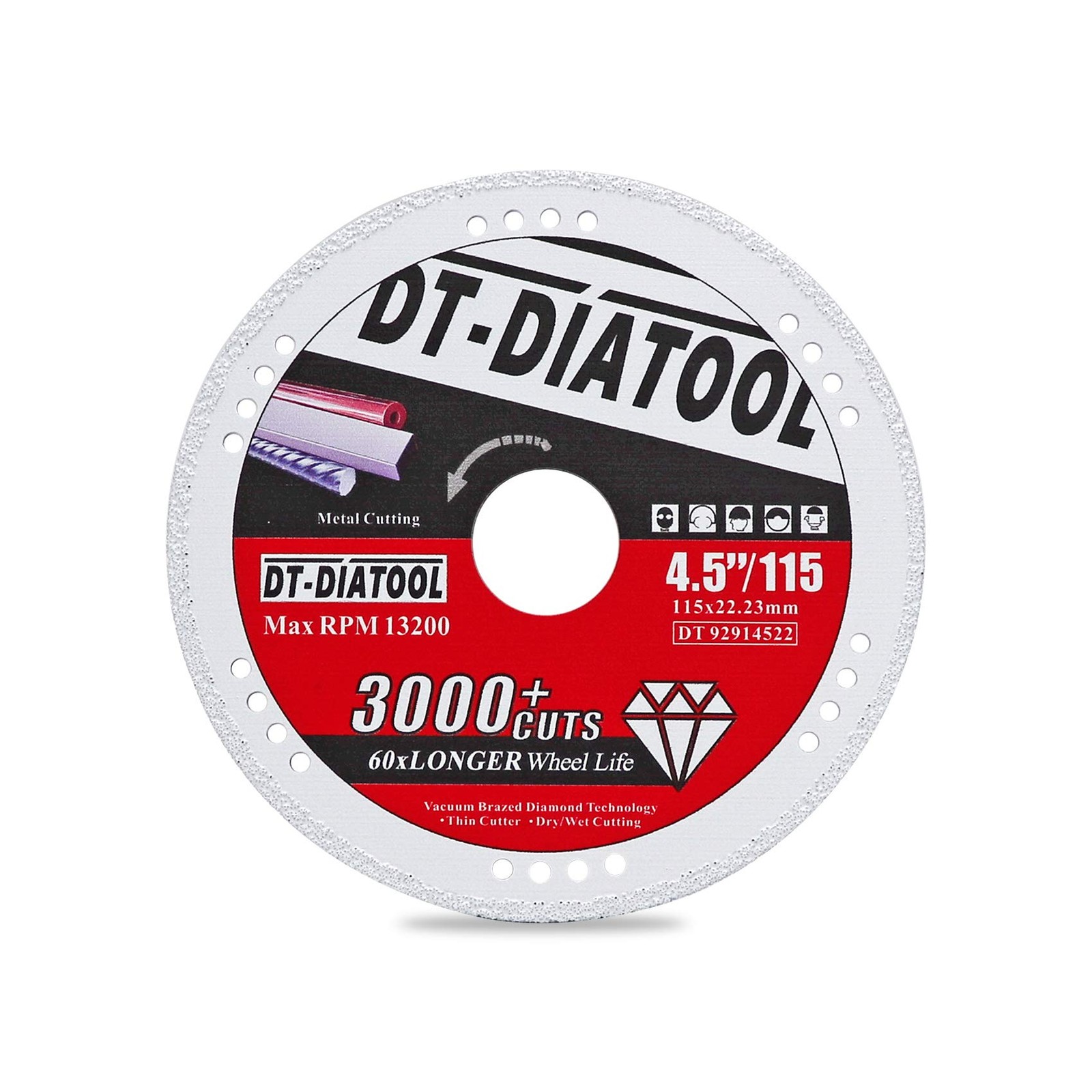 Diamond Cut Off Wheels 4-1/2 x 7/8 for Steel Iron Rebar Metal Cutting Blades ...