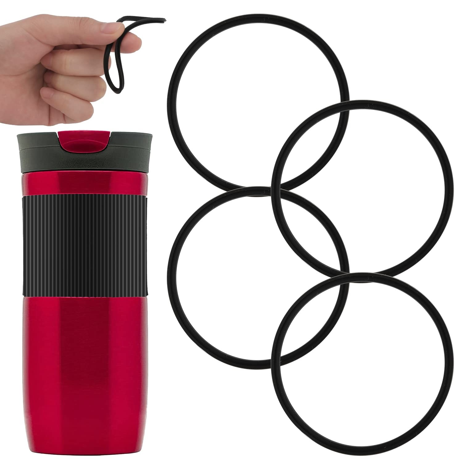 4pcs Replacement Rubber Lid Seals Compatible with 16 & 20 oz Contigo...