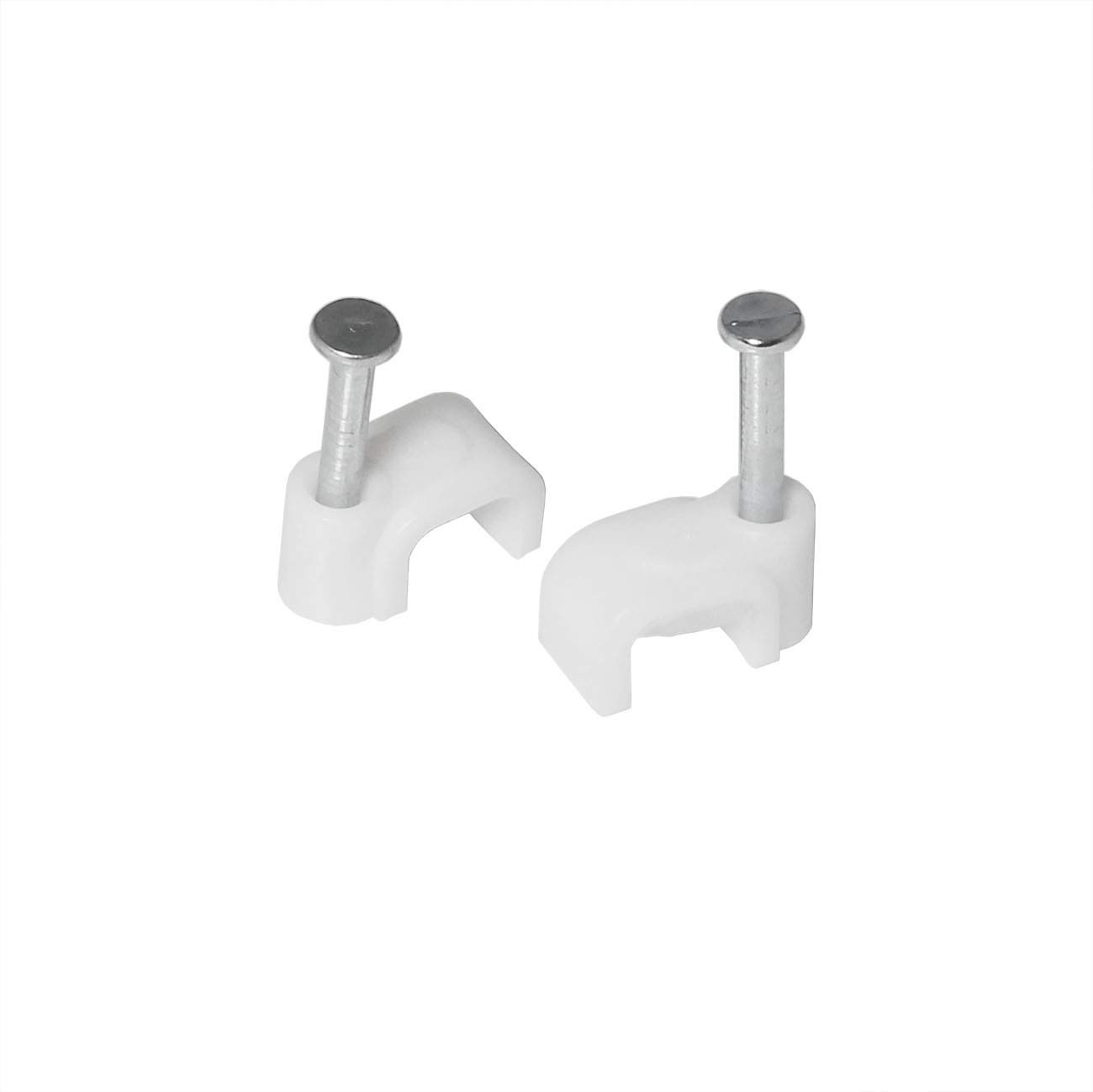 RuiLing 200-Pack 6mm Square Nail-in Cable Clips - Carbon Steel 6mm, White