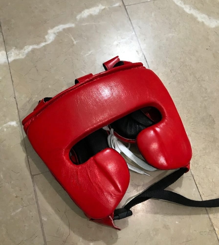 Professional Boxing Headgear MMA Sparring Training Face Protector Red