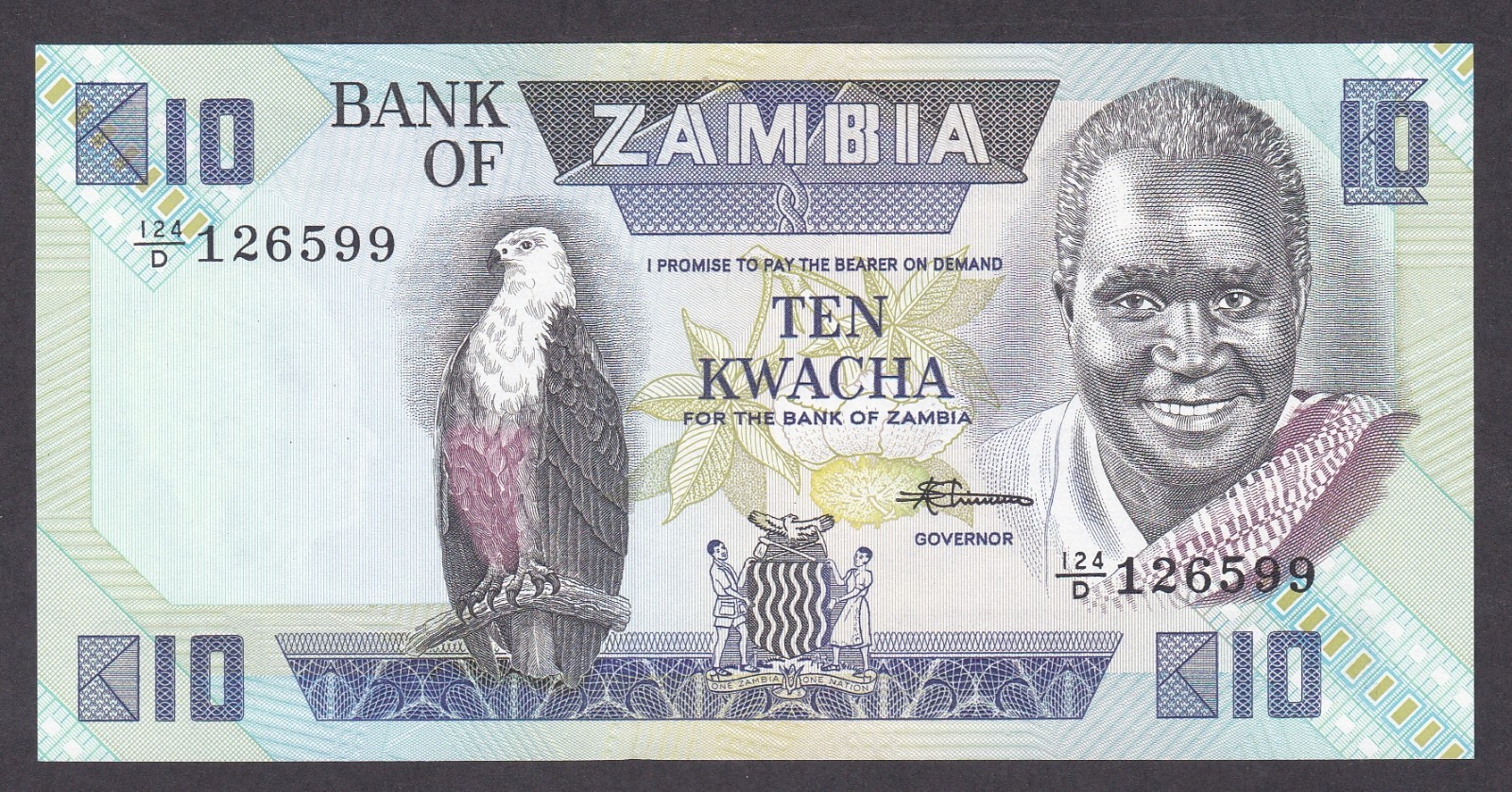 [UNC] 1980-88 Zambia 10 Kwacha P-26e [A08-3]