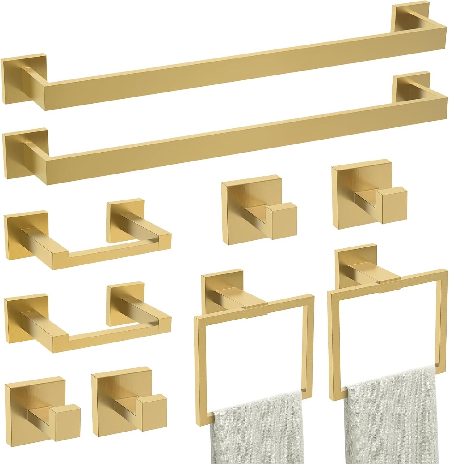 TURS 10-Piece Bathroom Hardware Accessories Set Brushed Gold Gold10
