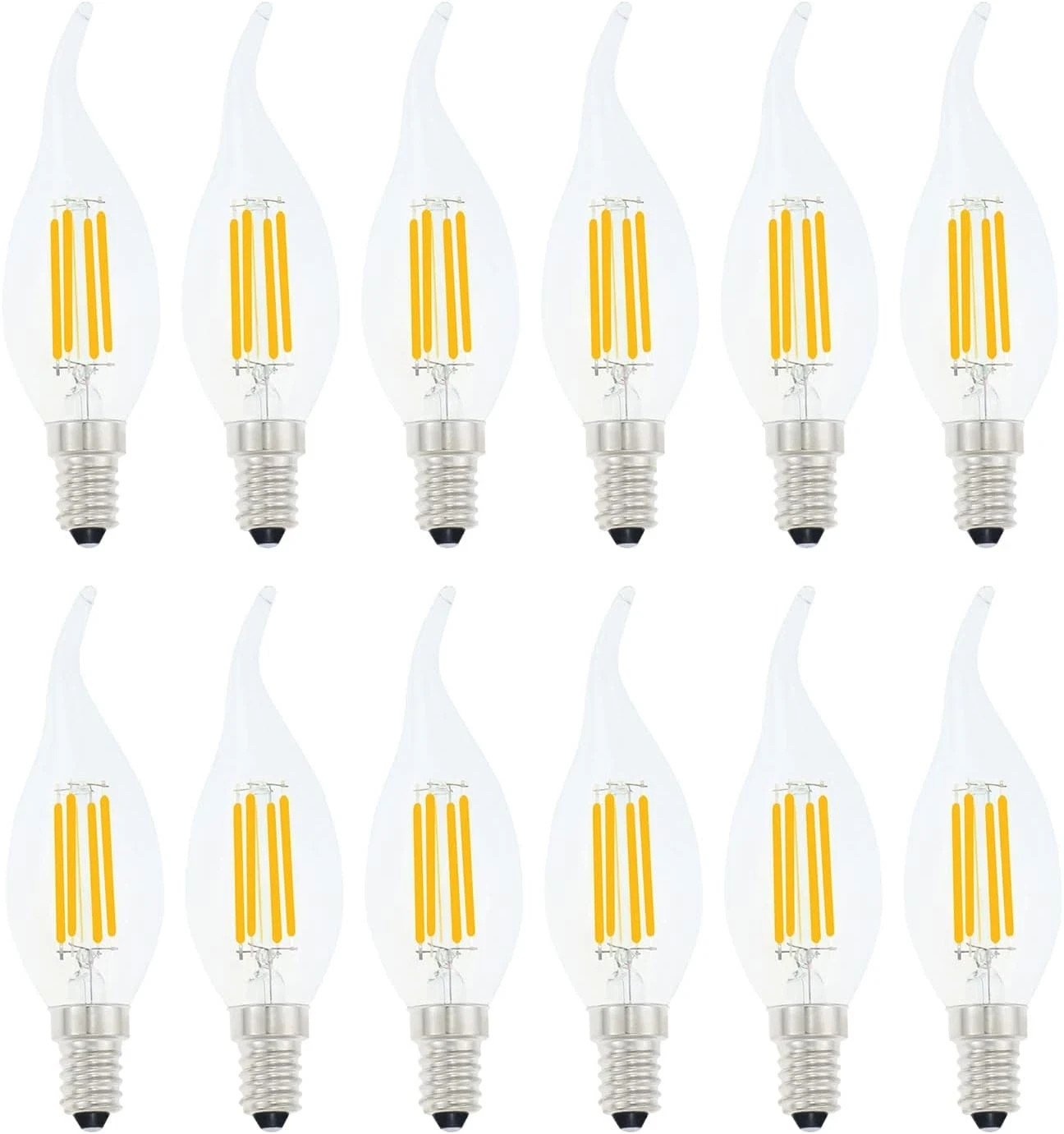 E14 LED Bulb European Base 4W Dimmable 40W Equivalent, Flame Tip Candelabra LED