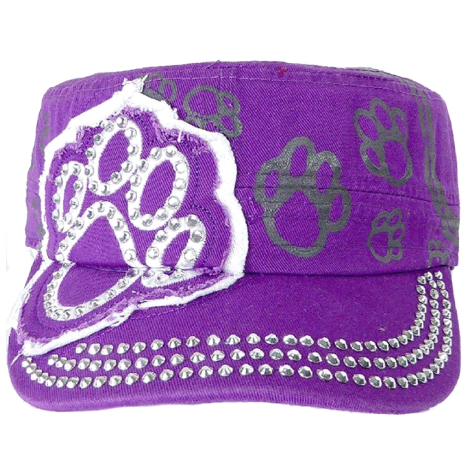 Paw Print Bling Rhinestone Cadet Cap Dog Mom, Cat Mom Hat Adjustable NWT