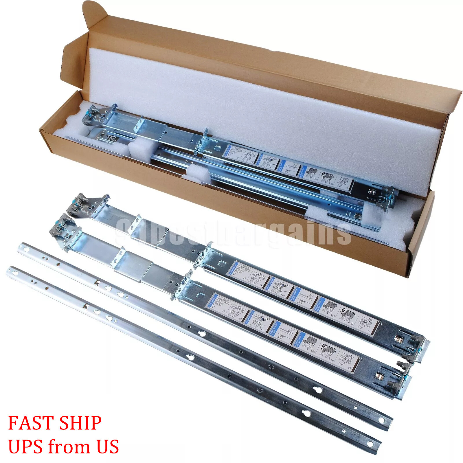 Dell R510 R520 R530 R720 R730 R820 2/4 Post Rack 2U Static Rails H872R