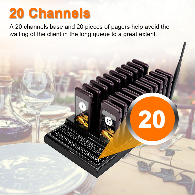 Retekess T111 Restaurant 20 Coaster Wireless Paging Queuing Calling System Cafes