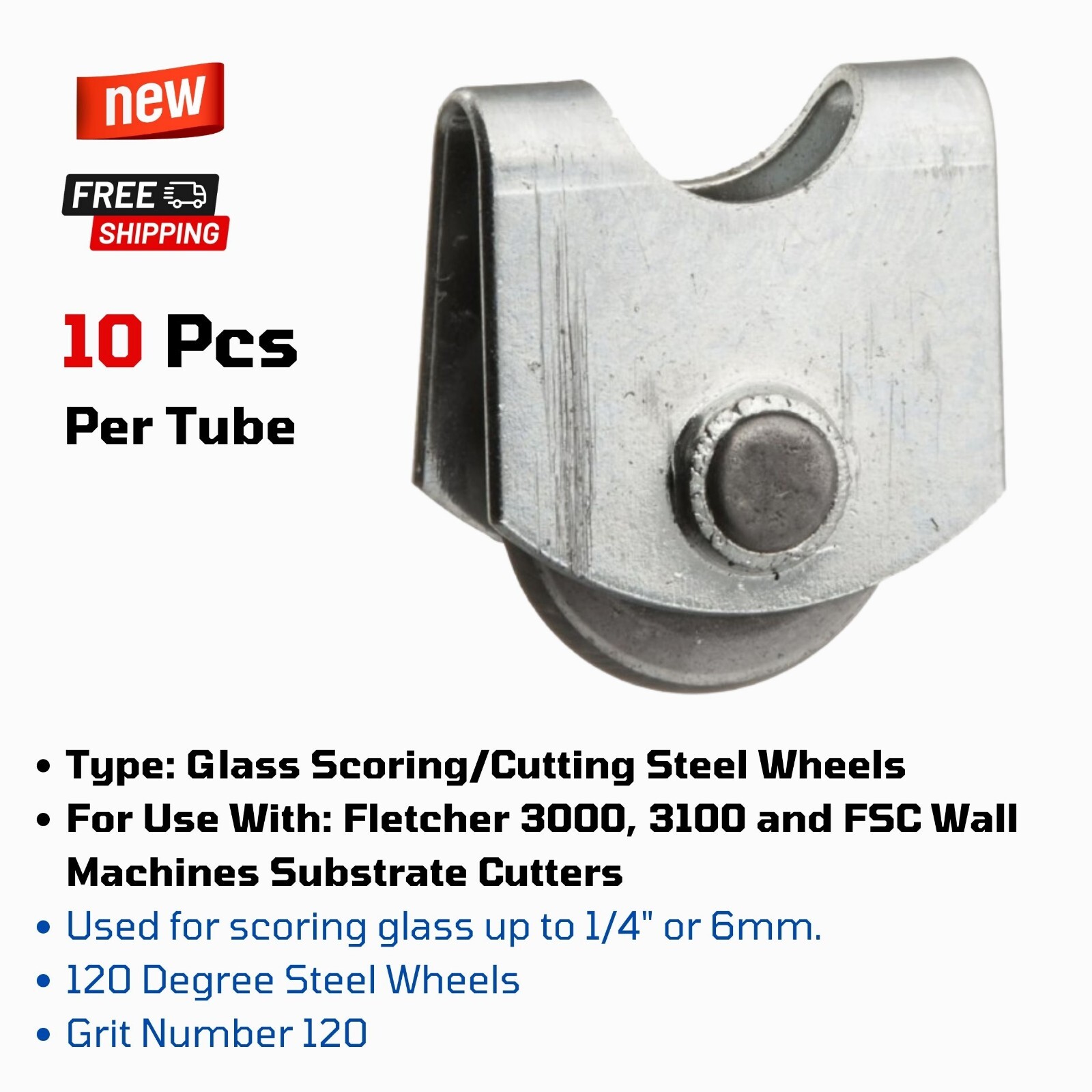 10 Glass Scoring/Cutting Steel Wheels for Fletcher 3000, 3100 & FSC Wall Cutters