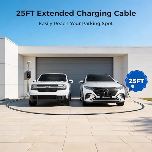 2026 New Level 1&2 EV Charger, 8-16Amp Adjustable Current & Timer, 25FT EV