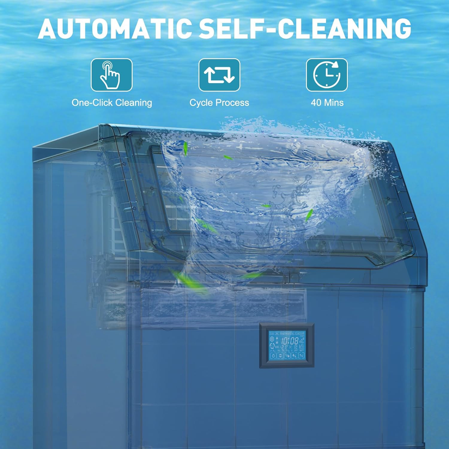 Commercial Ice Maker Machine 550LBS/24H with 185LBS Storage Bin