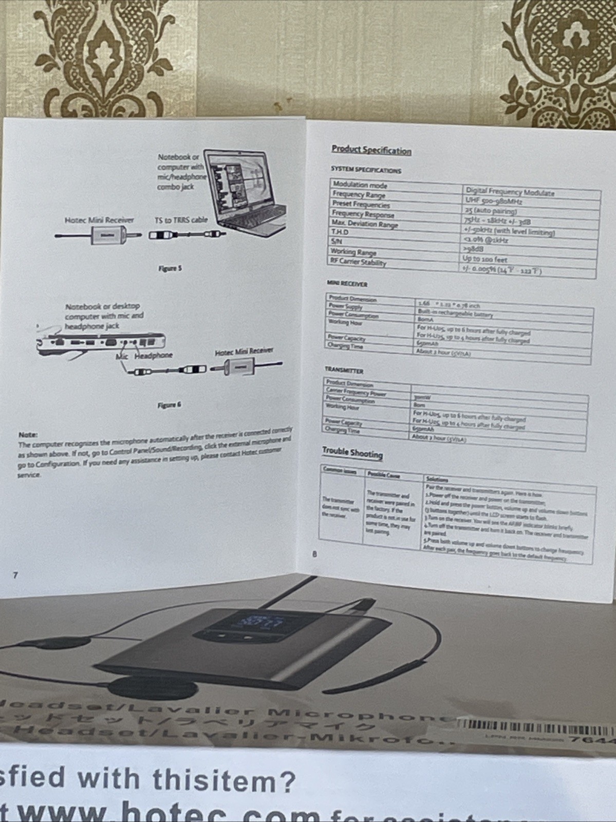 Hotec H-U05 | Wireless Headset Lavalier Microphone | Cover Extra Cords Needed