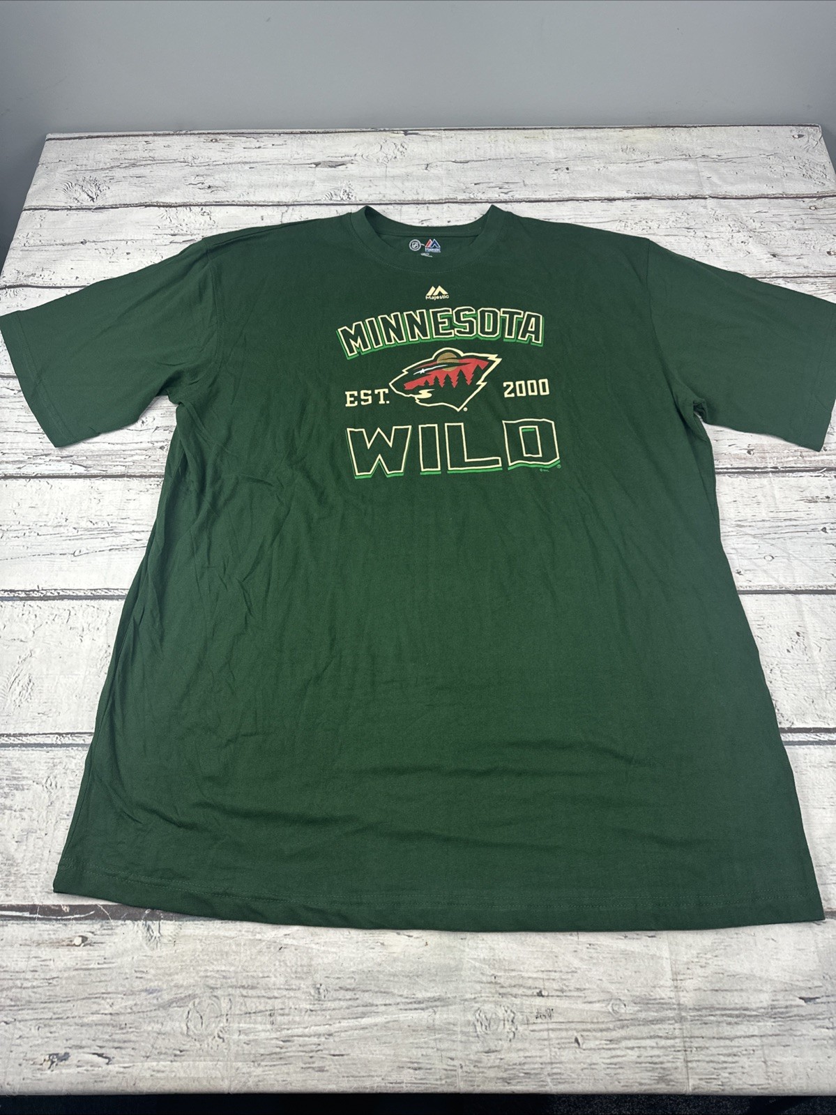Minnesota Wild Shirt Mens 2XL Green NHL Hockey Graphic Tee Crewneck By Majestic