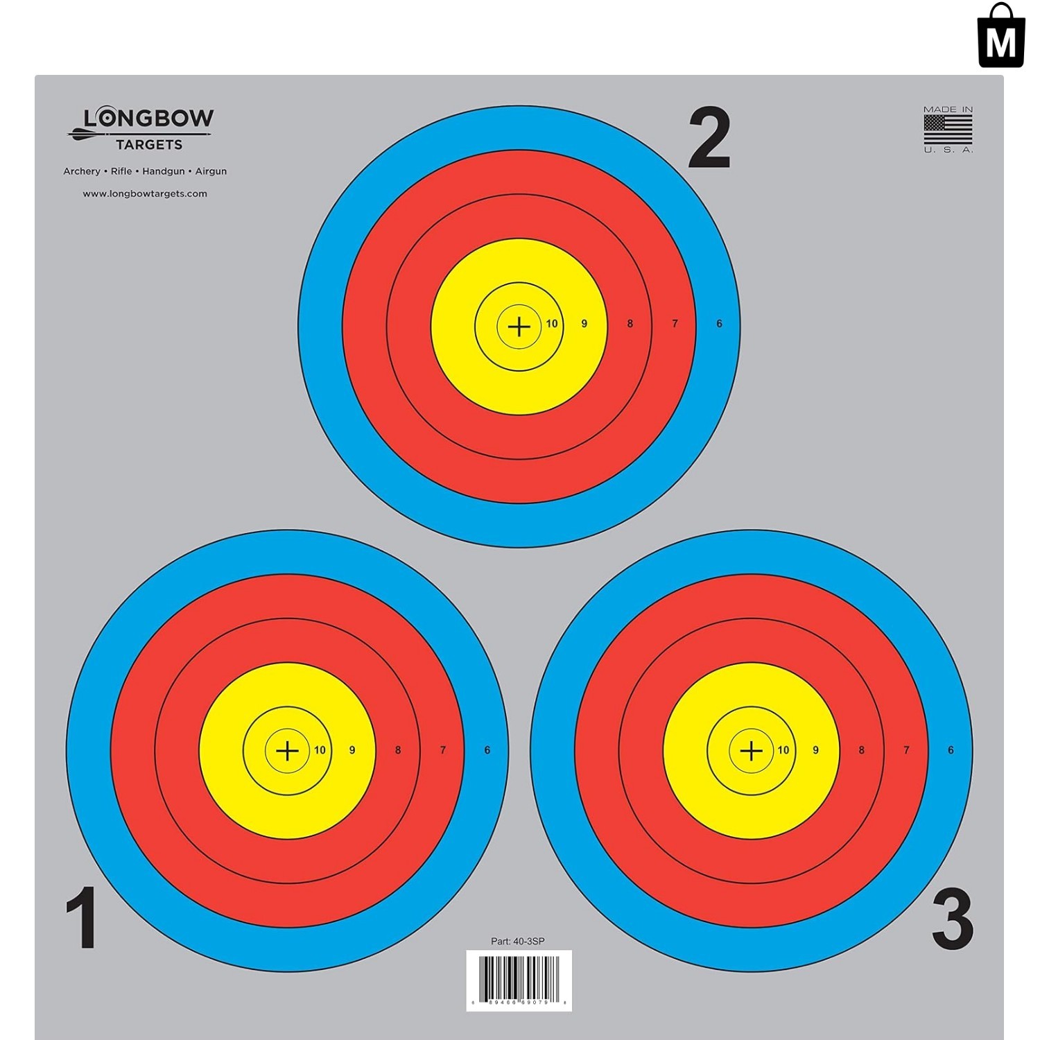 Professional Archery 40cm Targets by Longbow - 20 Count for Precision Training