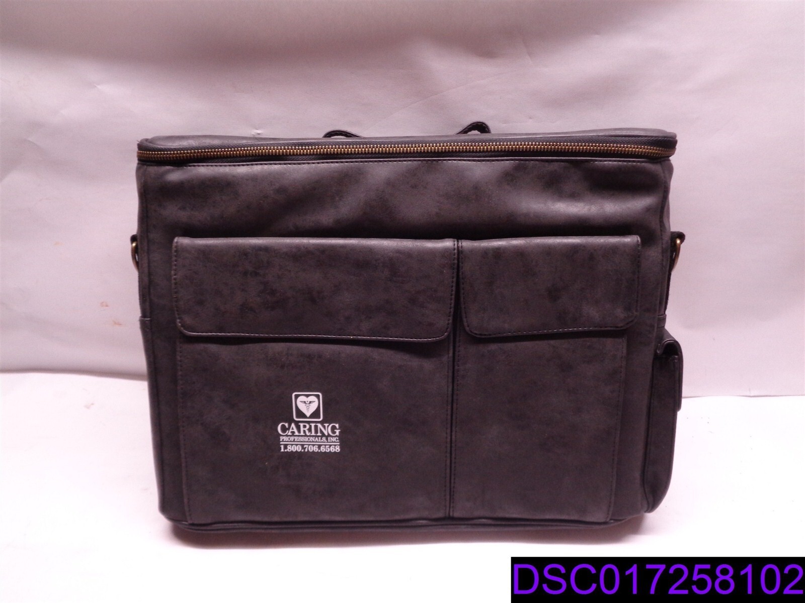 Qty = 12: Caring Professionals Black Leather Laptop Messenger Bag