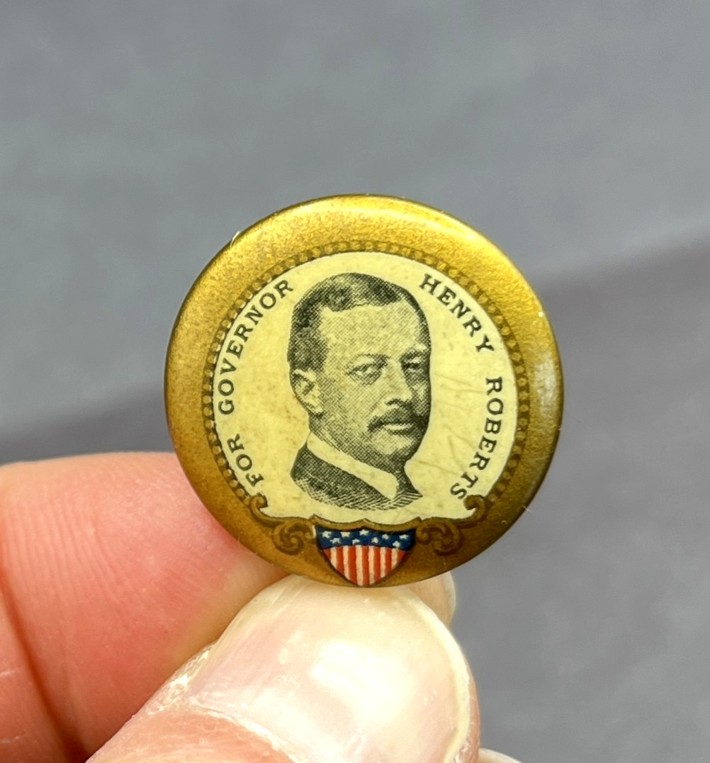 Henry Roberts For Governor of Connecticut 1904 Campaign Pinback .75" W&H