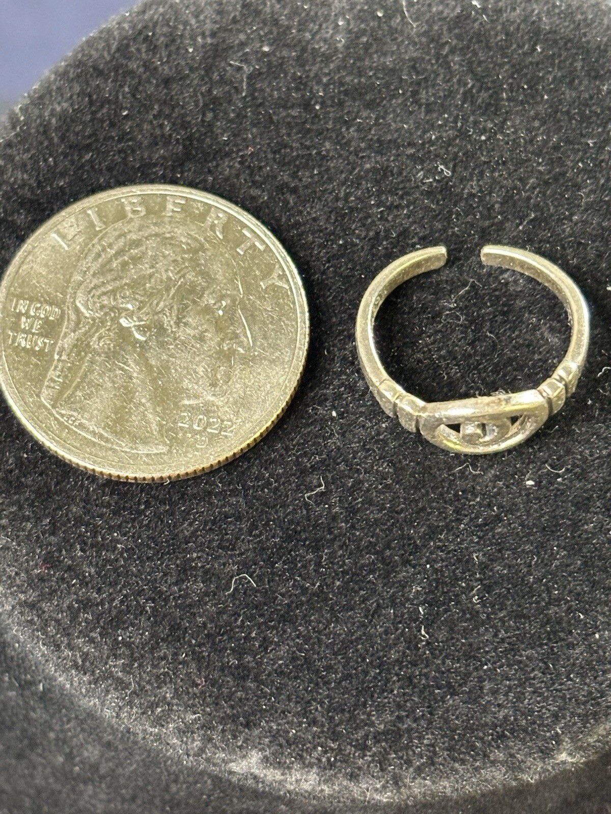 925 Sterling Silver Adjustable Toe Ring With Open Wave Design And Maker Mark