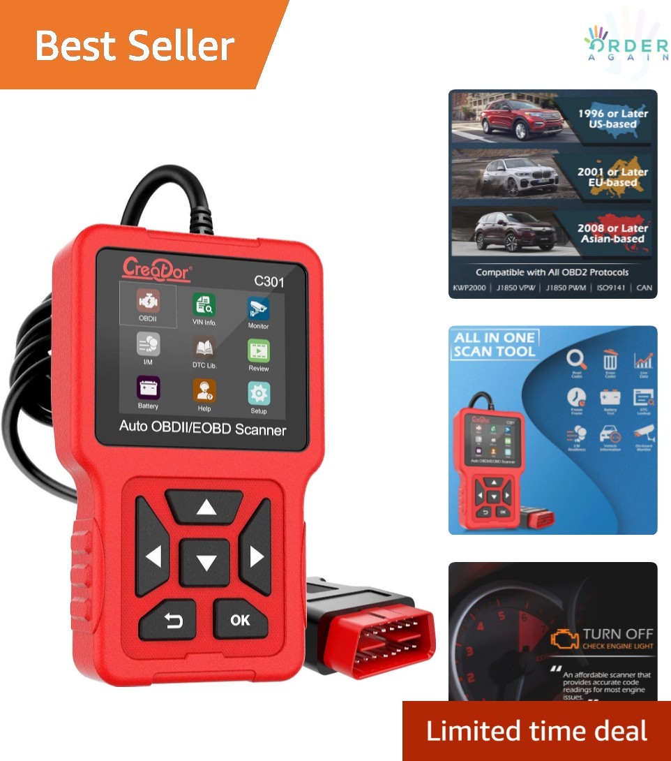 OBDII Code Reader Scanner Vehicle Diagnostic Tool Check Engine Battery