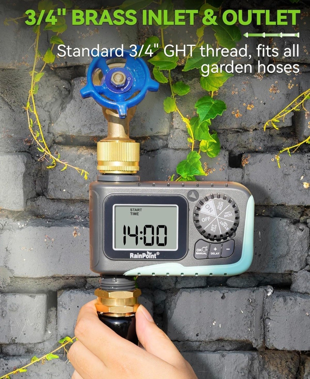 Rainpoint Sprinkler Timer With Brass Swivel