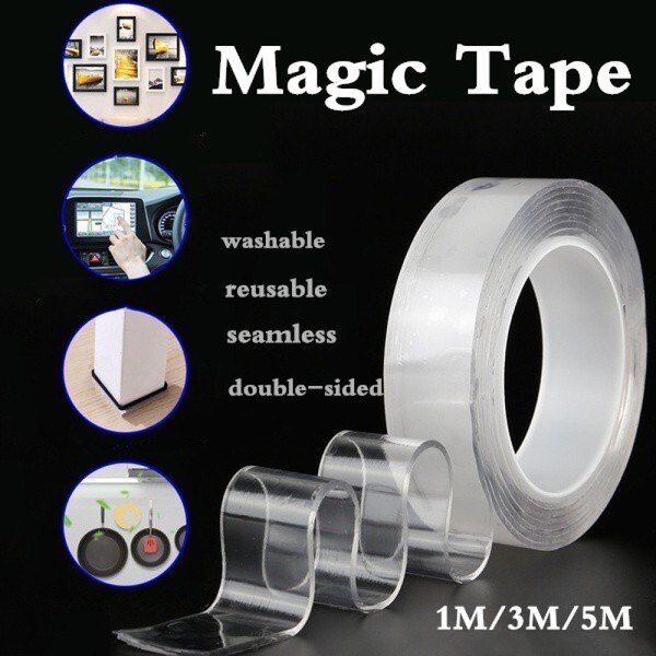 Magic Tape Anti-slip Fixed Adhesive Tape Double-Sided Washable（5M*2MM)