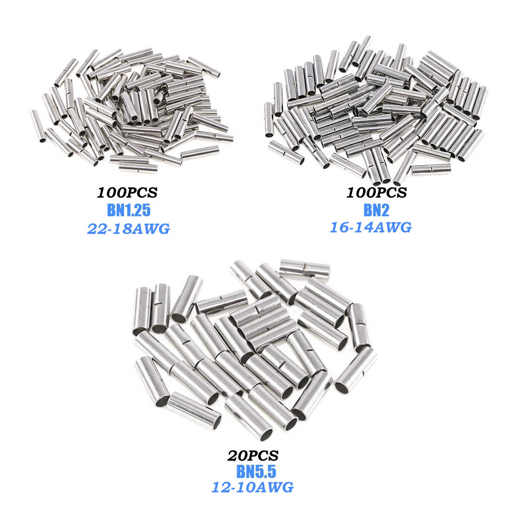 Bare Copper Butt Connectors Splice Crimp Wire Terminals Non-Insulated