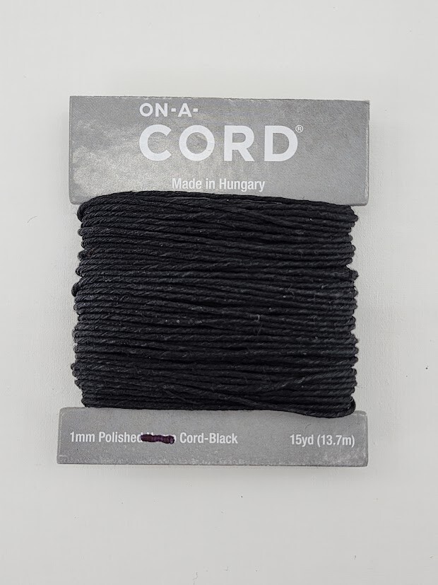 Hemp Jewelry Cord Twisted 1mm Black Polished 15 Yards / 45 feet