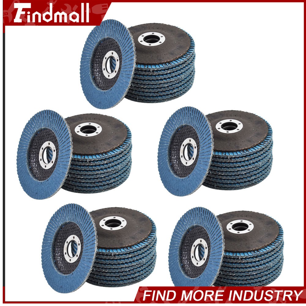 Findmall 50Pcs 4-1/2" X 7/8" 40 Grit Premium Zirconia Flap Sanding Grinding Disc