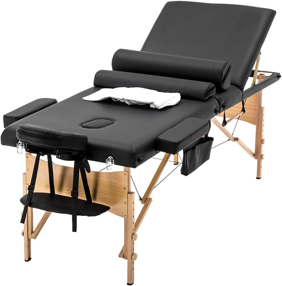 Massage Bed Portable Massage Table 28 Inch Wide Lash Bed Height Adjustable 3 Fol