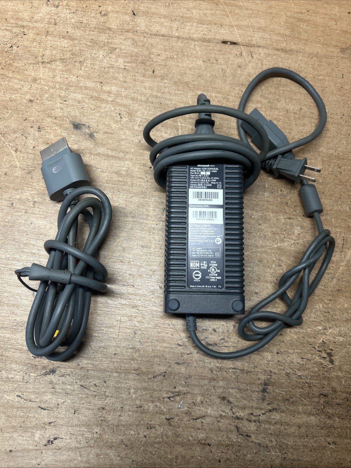 Official Xbox Power Supply Brick AC Adapter OEM PB-2151-03MX AND AV CABLE BUNDLE