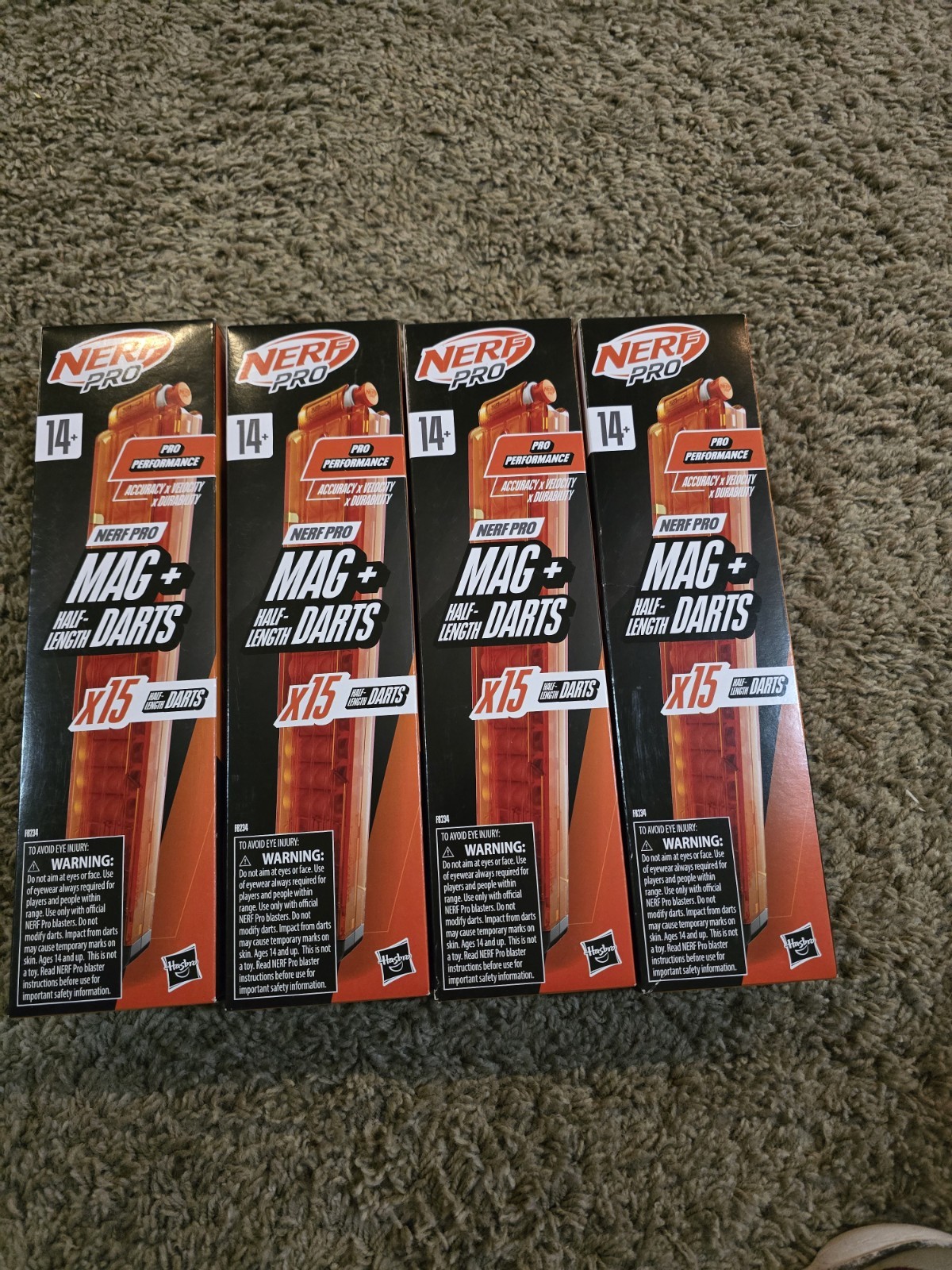 Nerf Pro Mag Plus Half-Length Dart Magazine Refill 15 Darts Lot of 4 New Sealed