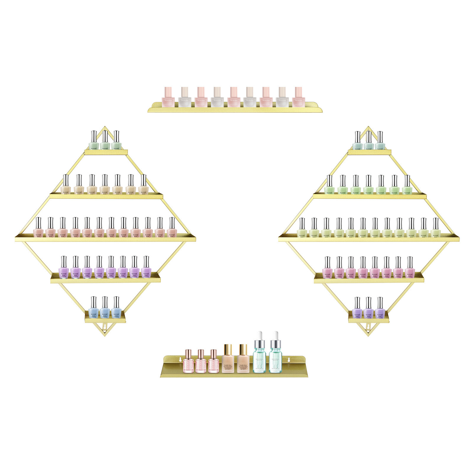 Rhombus?Nail?Polish?Racks, Wall-mounted Nail Polish Racks, 5-tier Display Racks