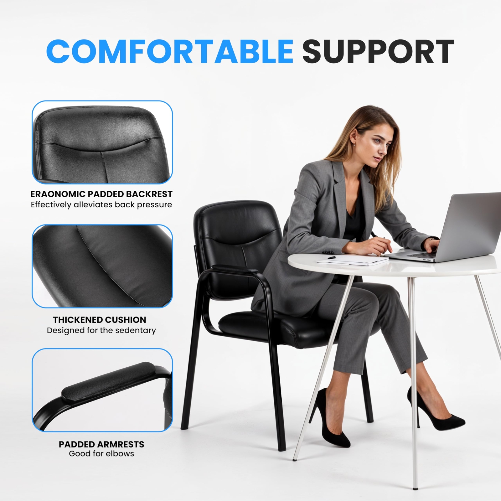 Luxury 2-Pack Leather Reception Chairs for Conference & Lobby Areas