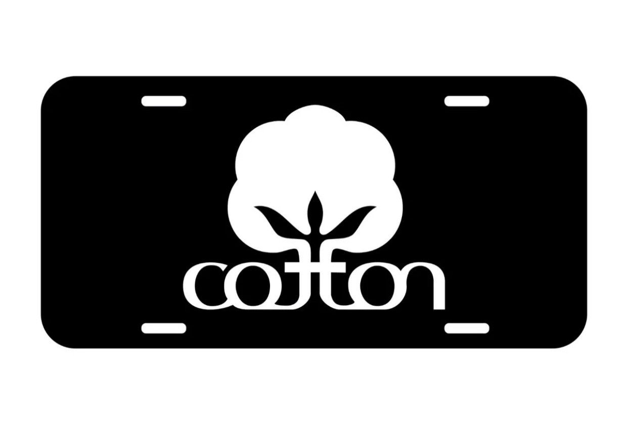 Cotton farmer novelty cars trucks black aluminum metal license plate white logo