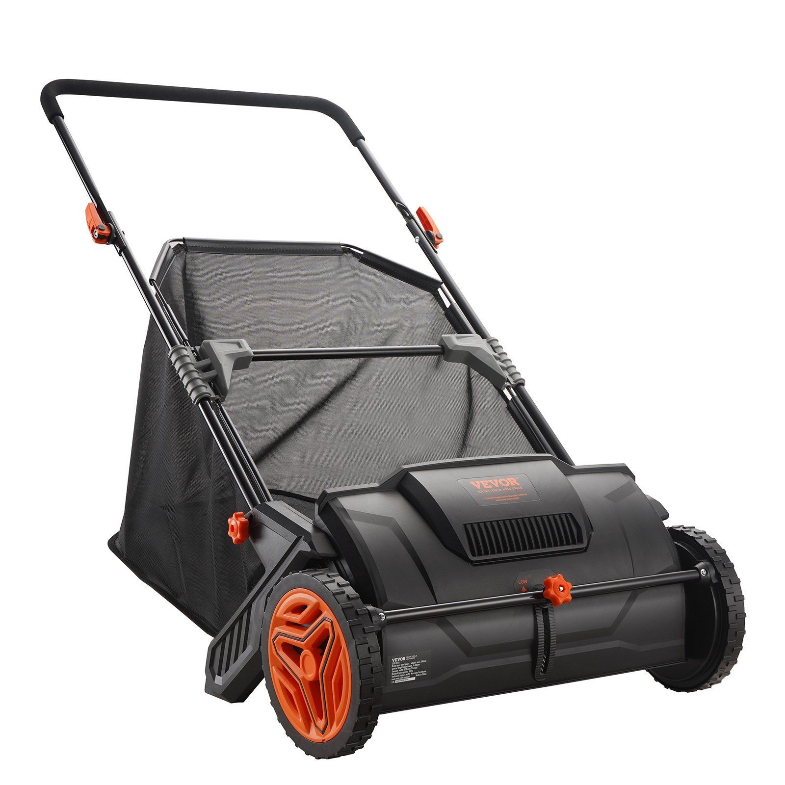 VEVOR Push Lawn Sweeper, 21inch Leaf & Grass Collector, Strong Plastic Wheels