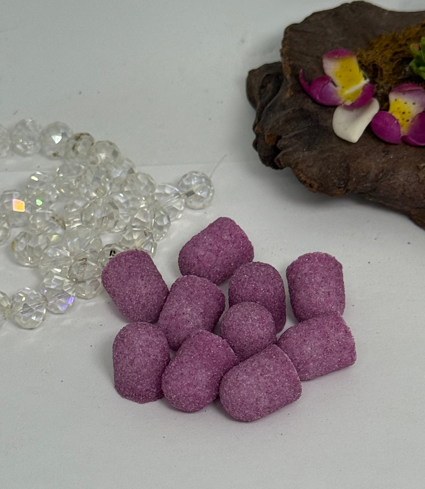 10x Pedicure Nail Drill Small Sanding Caps 10 mm COARSE Grit - Pink Corundum