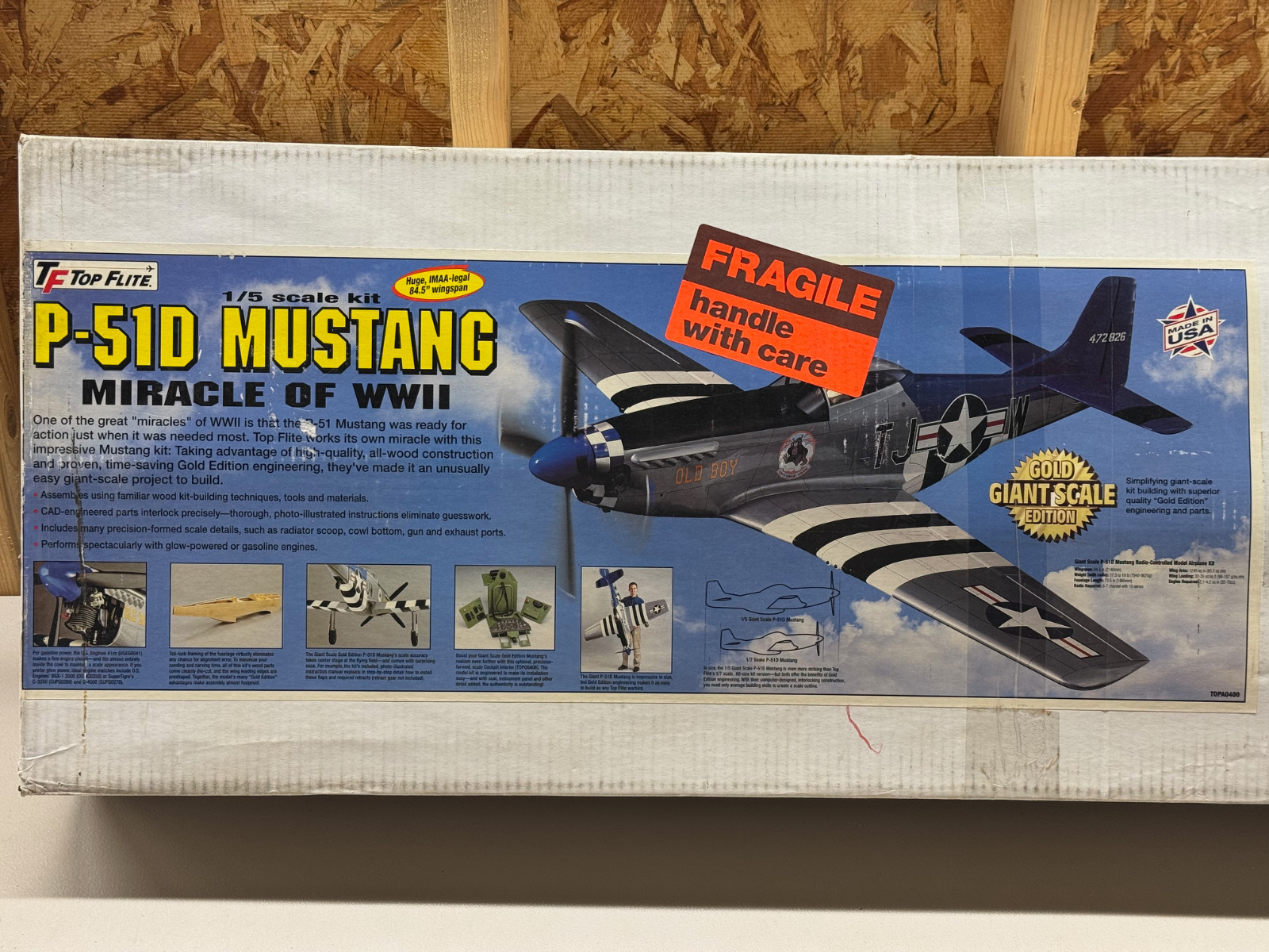 Top Flite 84.5" 1/5 Scale P-51D Mustang Miracle of WWII RC Airplane Kit