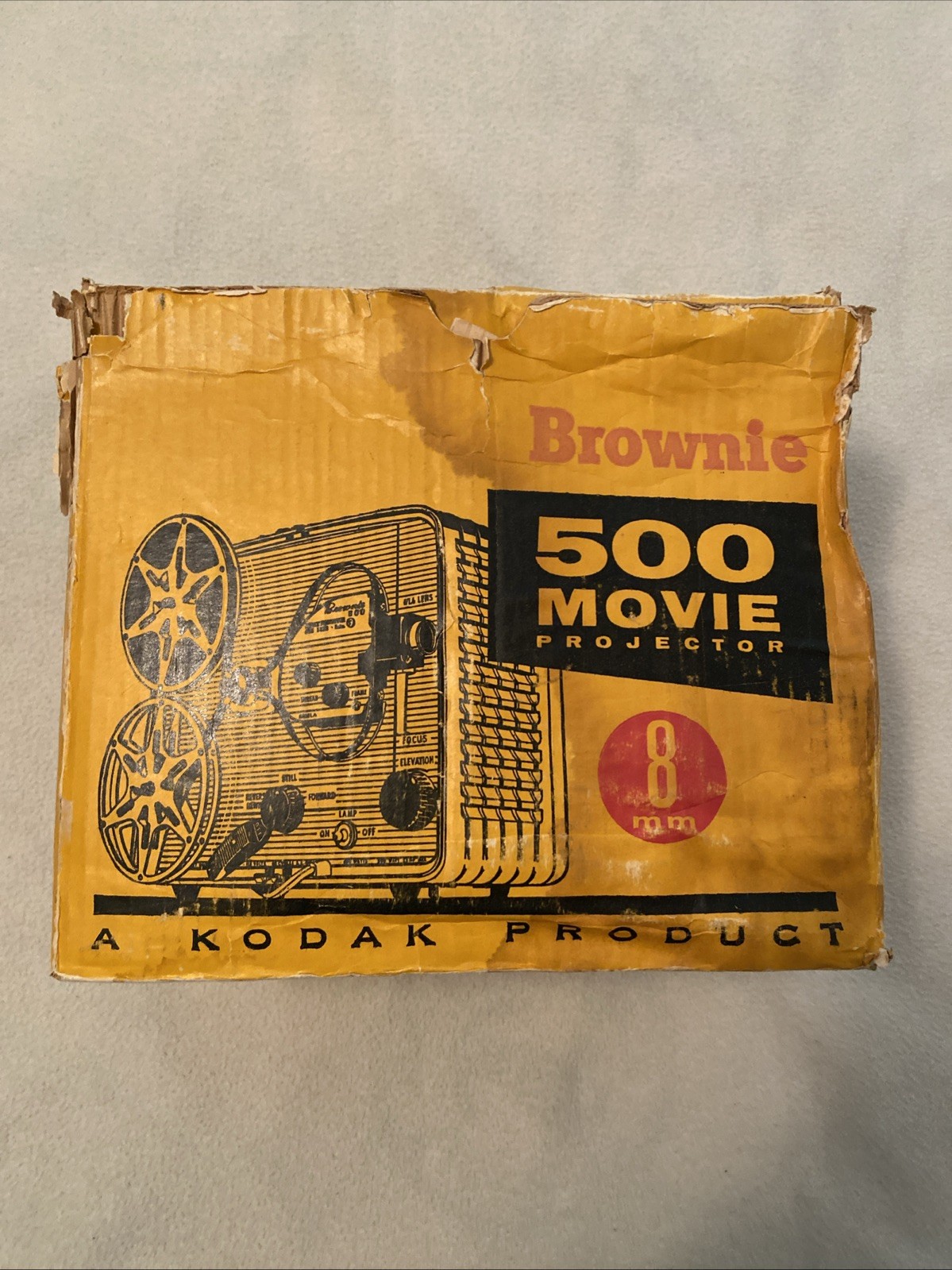 Kodak Brownie 500 Movie Projector 8mm Model A wOriginal Box No.189 USA For parts