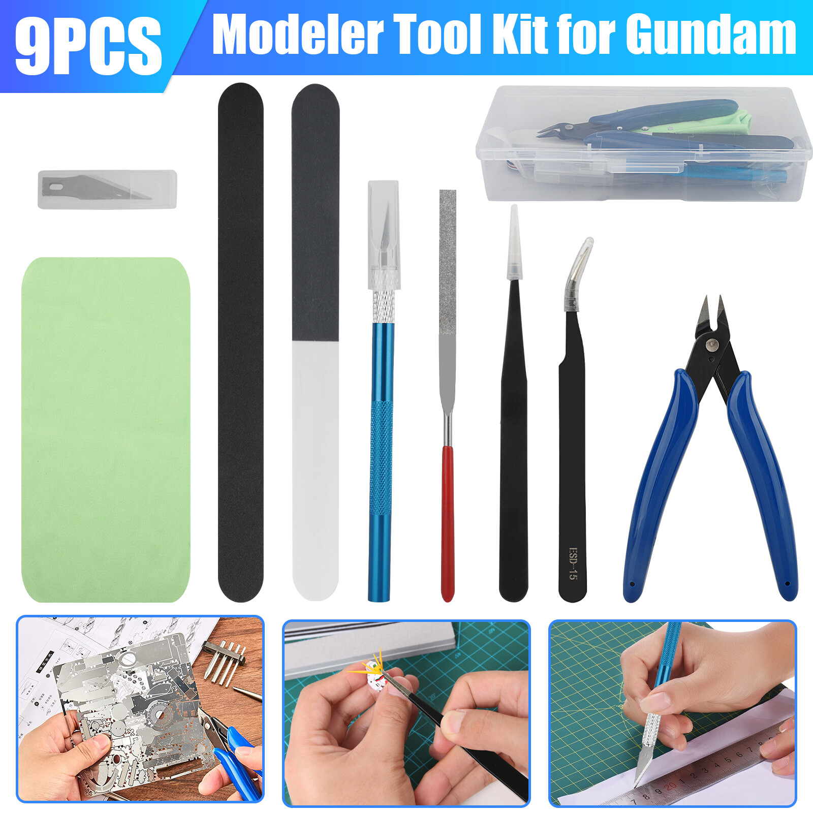 9PCS Gundam Modeler Basic Tool Set Craft Kit Car Model Hobby Building Repairing