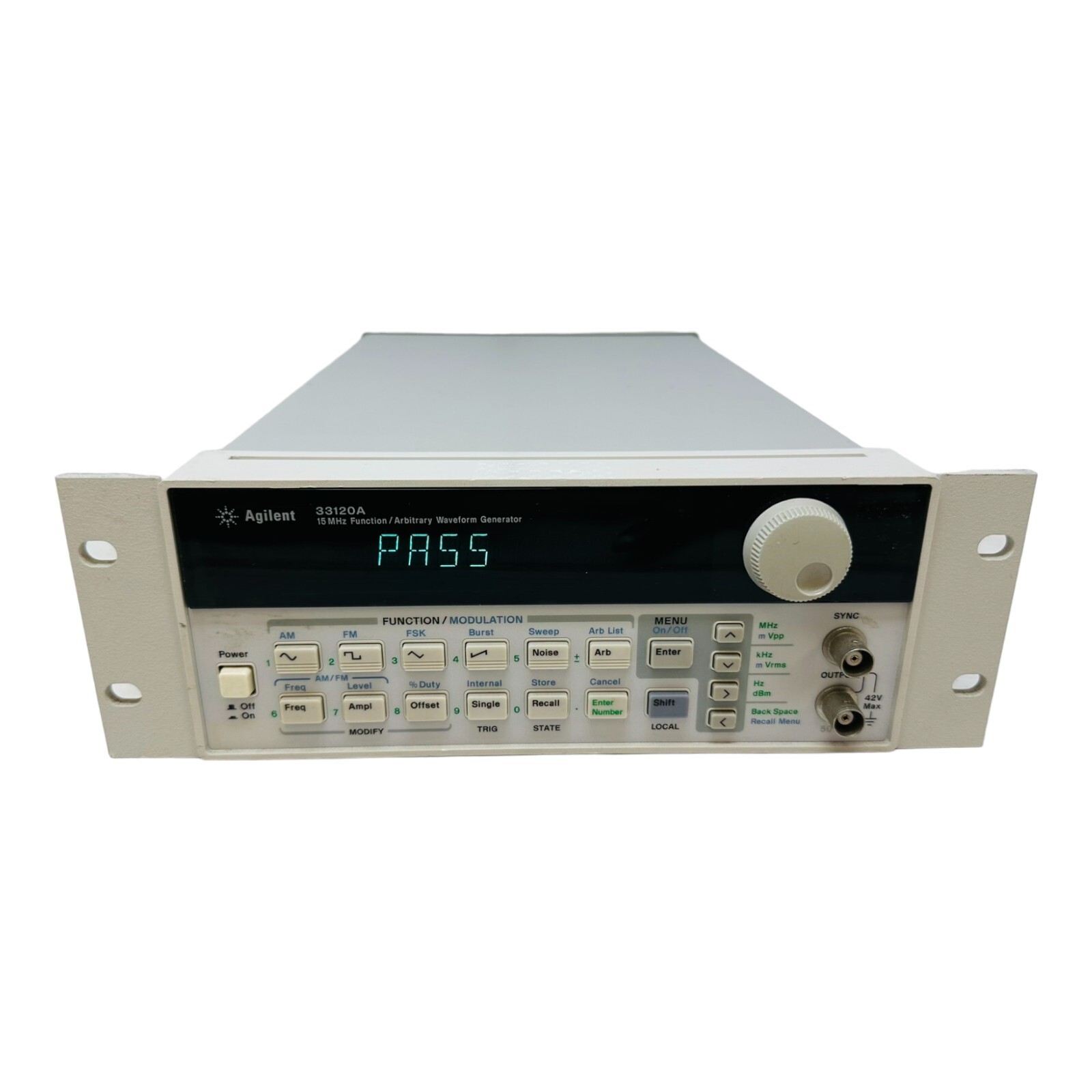 AGILENT 33120A 15MHz FUNCTION/ARBITRARY WAVEFORM GENERATOR PASSES SELF-TEST RM