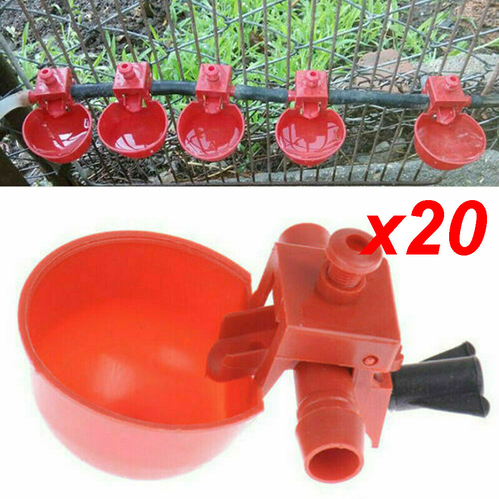 10/20PC Poultry Water Drinking Cups Chicken Hen Plastic Automatic Drinker Quail
