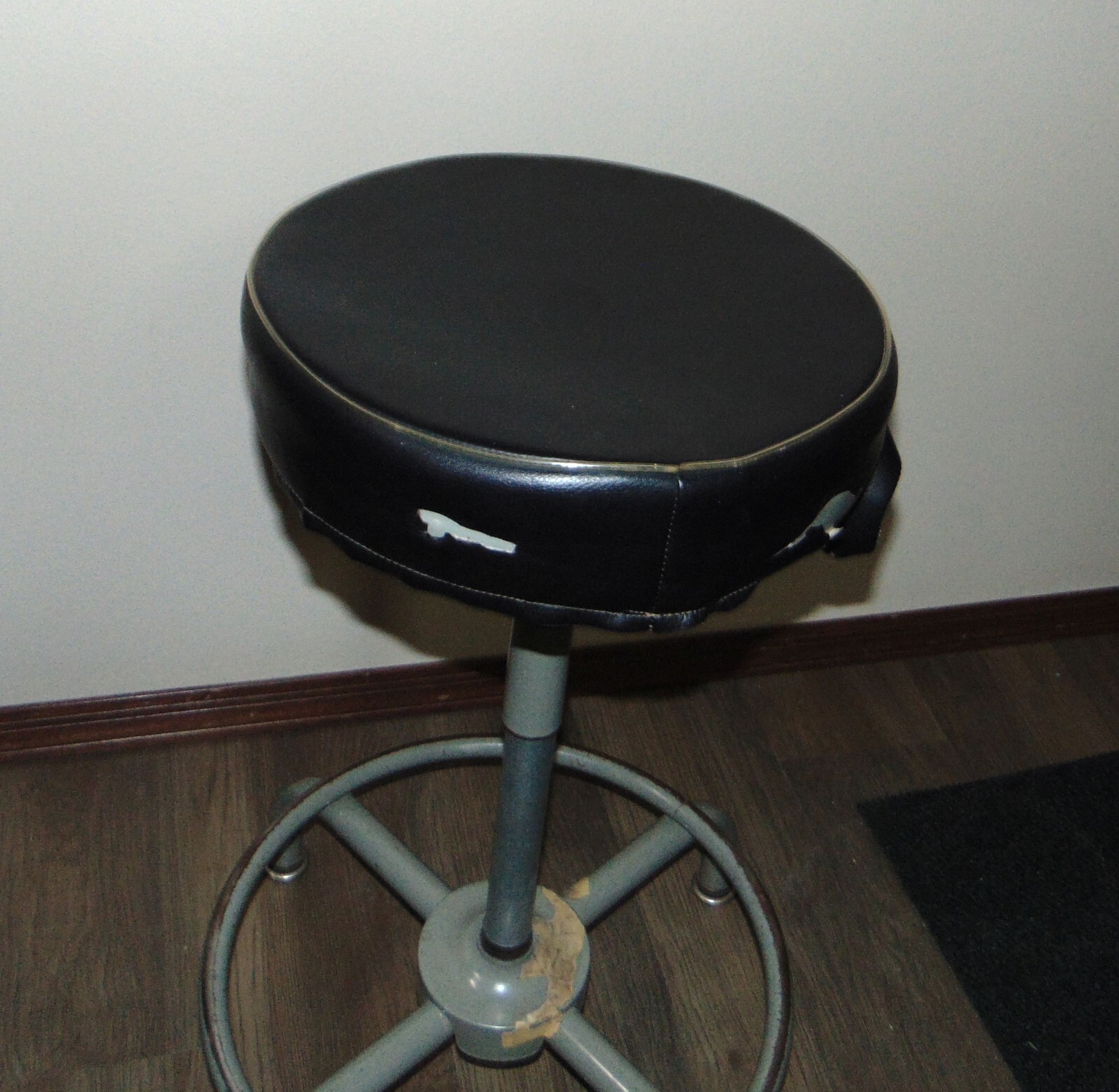 Vintage Adjusto Adjustable Steel Drafting Drafter Swivel Counter Stool W Cushion