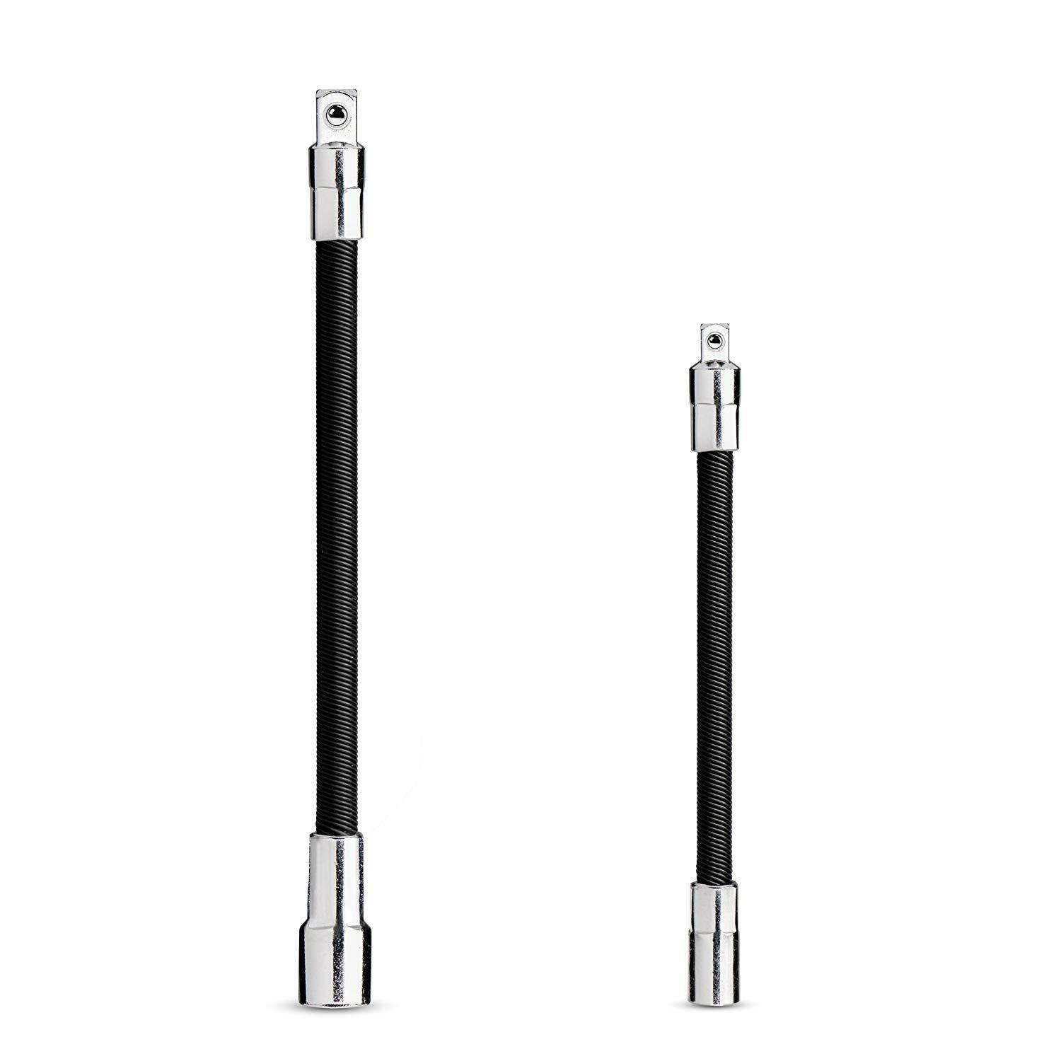 2pc Flexible Socket Extension 8" Long 3/8" & 6" 1/4" Socket Bar Ratchet