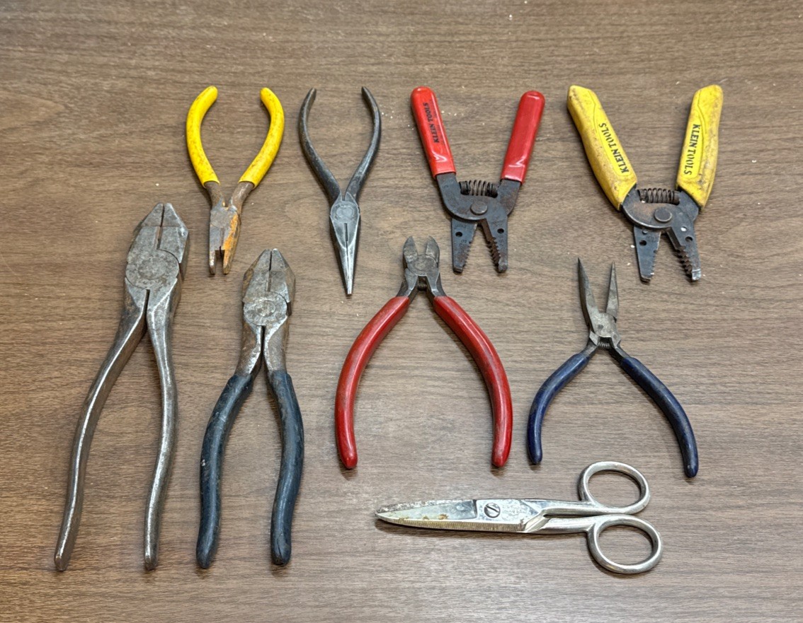 Klein Tools USA Made Tool Lot Lineman Pliers, Cutters, Needle Nose, Scissors