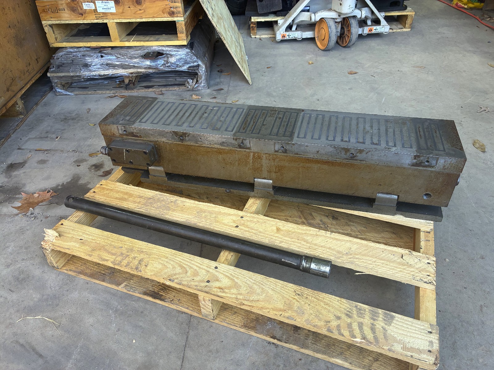 Electro magnetic chuck 36" x 7" x 7".  Adjustable Sine bar.
