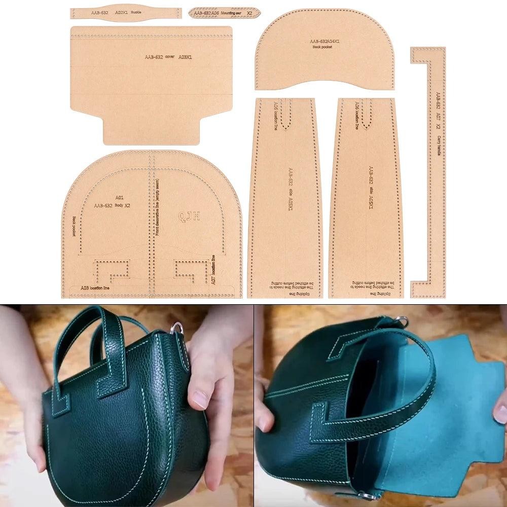 1Set Semi-Circular Ladies' Handbag, Casual Bag - Kraft Paper Template, DIY Leath