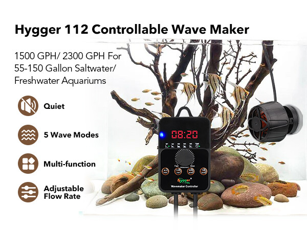 hygger DC Wave Maker with Controller 1500/2300GPH 20-150Gal 24/7 Magnetic Pump