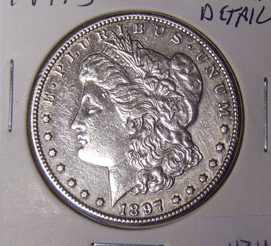 AU 1897-S Morgan Silver Dollar Cleaned About Uncirculated San Francisco (8524)
