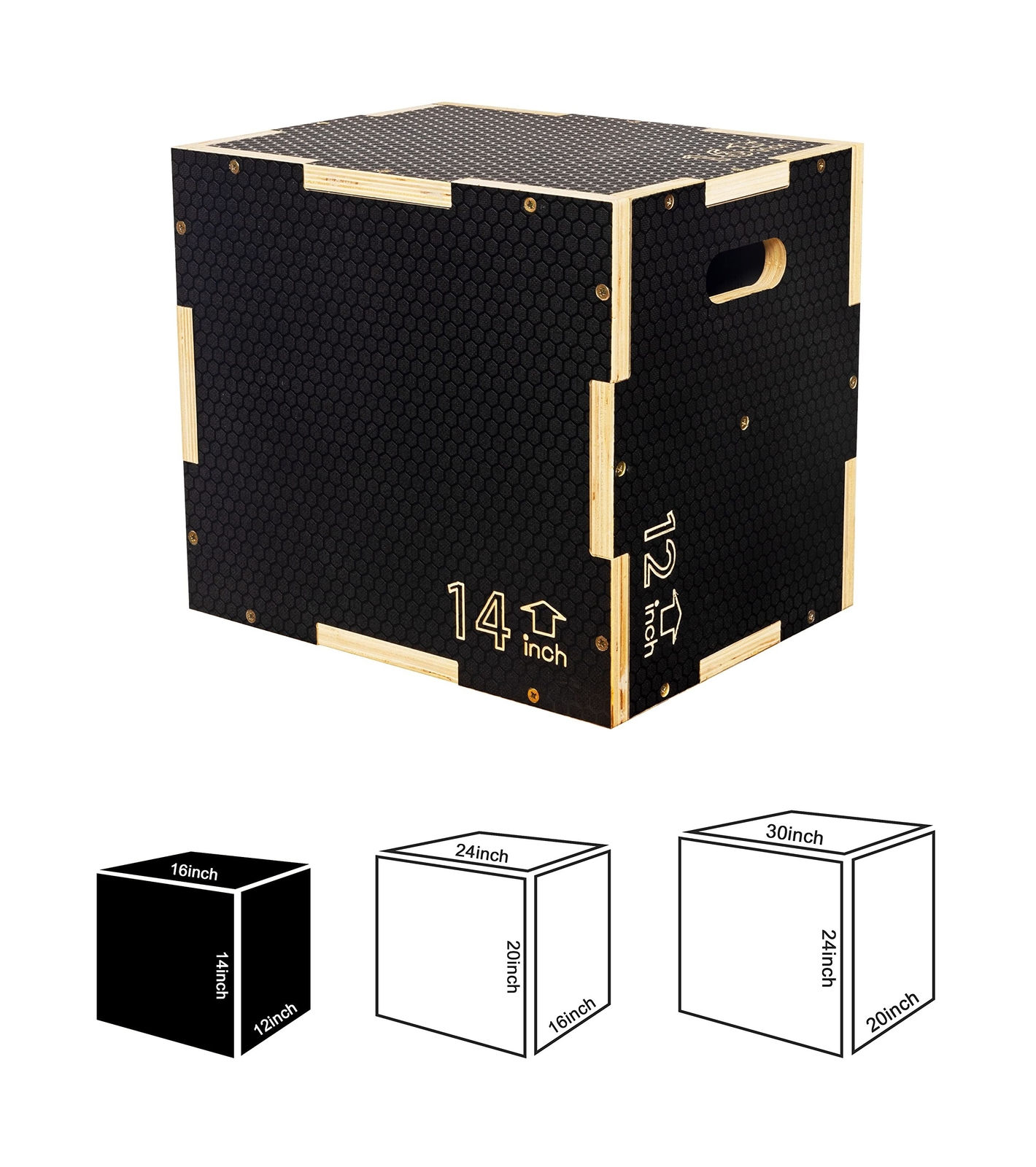 Signature Fitness 3 in 1 Non-Slip Wooden Plyo Box Plyometric Box Jumping Exer...
