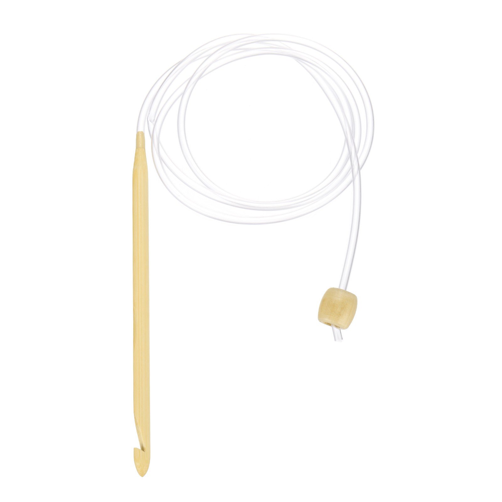 Bamboo Tunisian Circular Crochet Hook 7mm (US K/10.5) with Cable and Bead End
